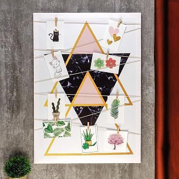 Фоторамка дерево на 9 фото до 10х15 см "Геометрический рисунок" 69,5х49 см