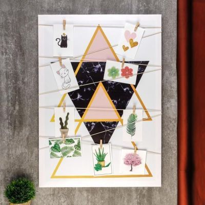 Фоторамка дерево на 9 фото до 10х15 см "Геометрический рисунок" 69,5х49 см