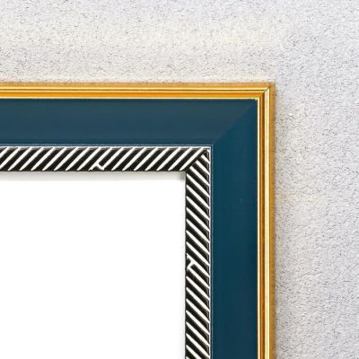 Фоторамка пластик 30х40 см "Синяя с синими черточками на белом" 44,6х34,6х1,5 см