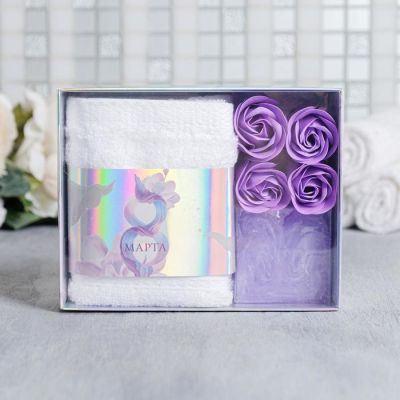 Набор «8 Марта» мыльные лепестки, мыло, полотенце