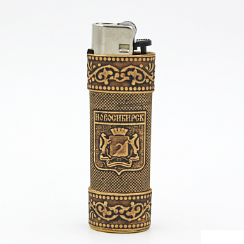 Зажигалка в берестяном чехле "Новосибирск" (газовая)