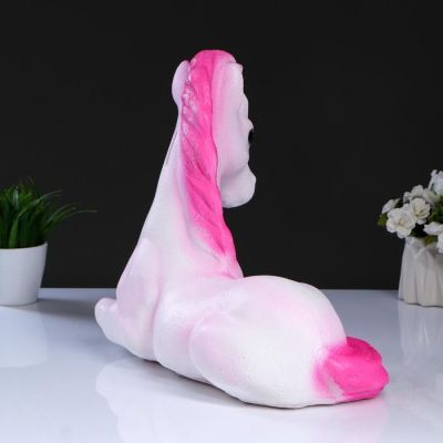 Копилка "Лошадь лежа" большая бело-розовая  38см