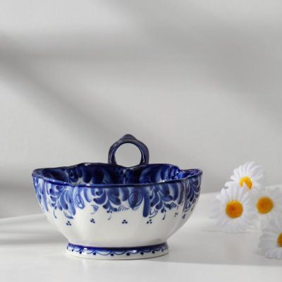 Салатник №2 , авт. Шлык А.Н., 19х15х8 см, 1 сорт, гжель