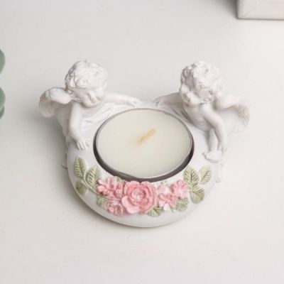 Сувенир "2 ангелочка со свечой" 5,5х9х7 см