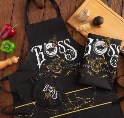 Фартук в наборе 3 в1 "Boss": фартук, полотенце 35х60см, прихватка