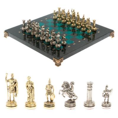 Шахматы "Римляне" (камень змеевик) доска 28х28 см №13