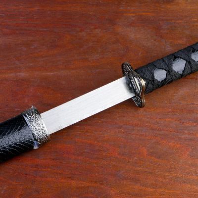 Сув. изделие катаны 2в1 на подставке, ножны кожзам, змея черная 47/70см