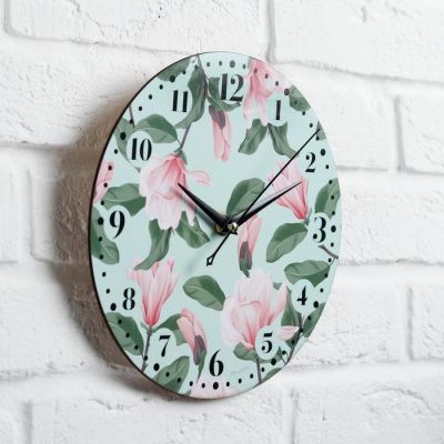 Часы дерево настенные «Цветы», диам. 29 см