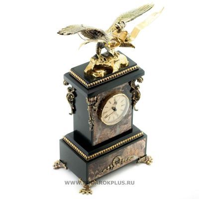Часы "Двуглавый орел" камень яшма
