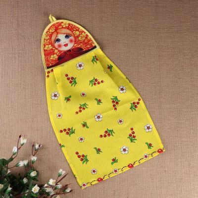 Полотенце «Матрёшка», хохлома на жёлтом, сувенирное