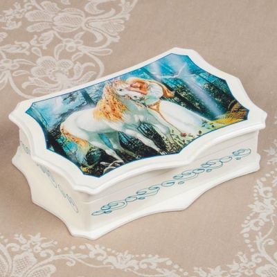 Шкатулка «Сюжет», белая, 25×16 см, лаковая миниатюра