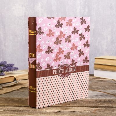 Фотоальбом на 200 фото 13х18 см "Листья" золотая обводка, в коробке МИКС 29,5х23х5,5 см