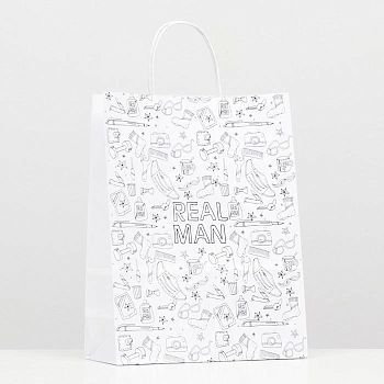 Пакет подарочный "Real Man", 24 х 14 х 30 см