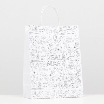 Пакет подарочный "Real Man", 24 х 14 х 30 см