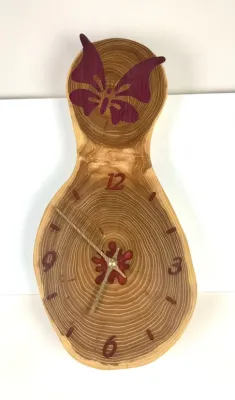 Часы из дерева ценных пород "Бабочка" (ручная работа)