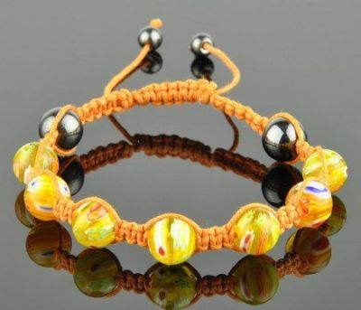 Браслет Муранское стекло, гематит "Шамбалла 10" арт.бП1386