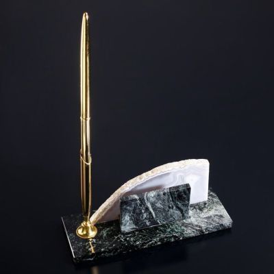 Набор настольный "Агат", 14х5х7 см, змеевик, агат, микс