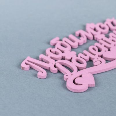 Топпер деревянный "Любимой доченьке, сердца", сиреневый