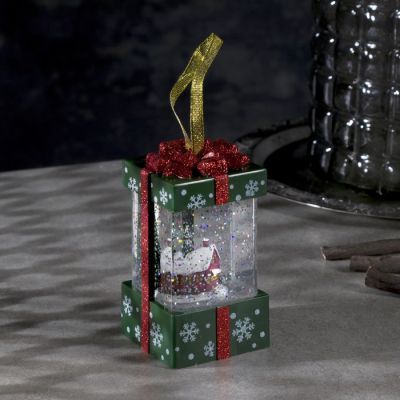 Светодиодная фигура «Домик в зелёном подарке» 6.3 × 11.5 × 6.3 см, пластик, блёстки, батарейки АААх3 (не в комплекте), свечение тёплое белое