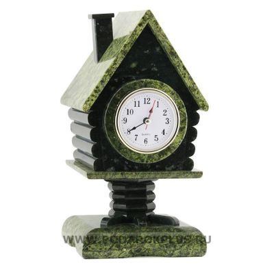 Часы со шкатулкой "Избушка" №2 змеевик