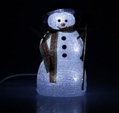 Фигура акрил. "Снеговик с лопатой" (23х12см.)