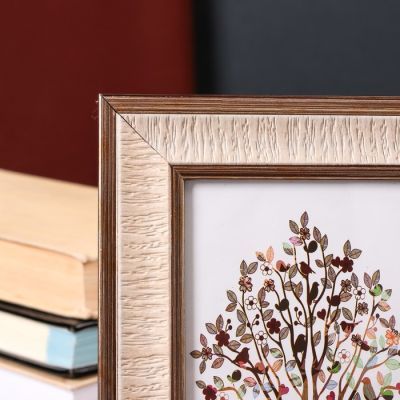 Фоторамка пластик 10х15 см "Жатая бумага" песочная с золотым обрамлением 19х14 см