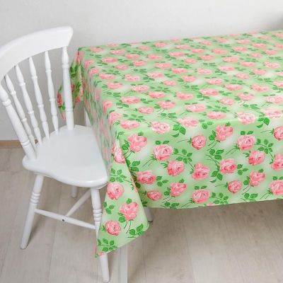 Клеенка столовая на тканевой основе 1,25х25 м "Роза" цвет зеленый