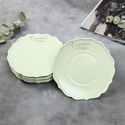 Набор тарелок «Счастье есть», 20 см, зелёные, 6 шт