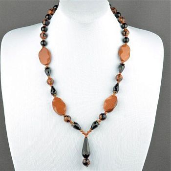 Авторские бусы Агат, авантюрин "Саванна" арт.КР-1307