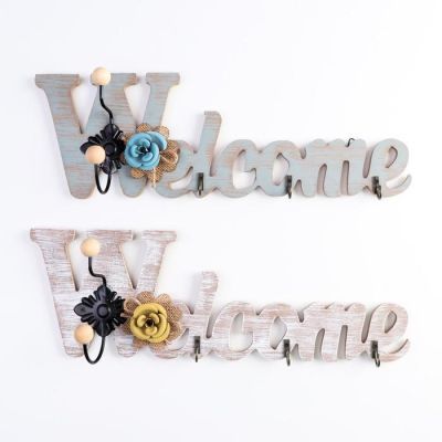 Крючки декоративные дерево "Добро пожаловать. Цветок" МИКС 13,5х40,5х6 см