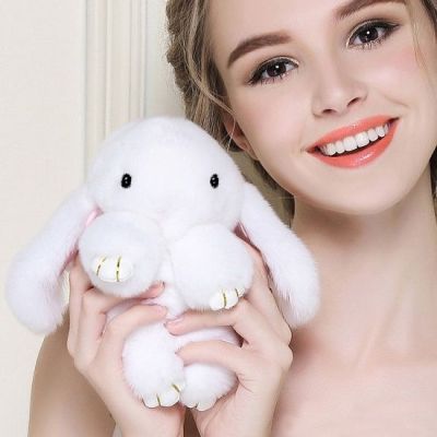 Меховой брелок "Зайка" (17x10 см) белый ХИТ рунета!!!