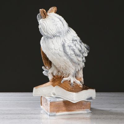 Копилка "Сова с пером", белая, 22 см