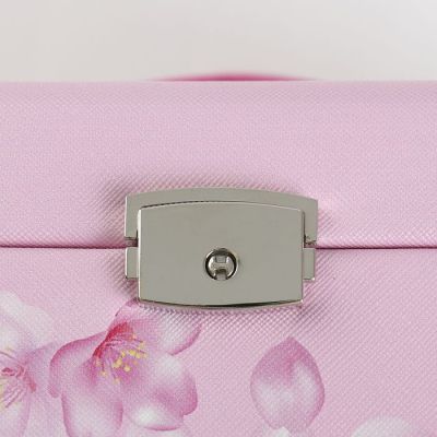 Шкатулка кожзам для украшений "Розовые цветы на розовом" 13,5х23х16,5 см