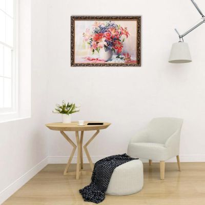 Гобеленовая картина "Букет на окне" 53*73 см рамка МИКС