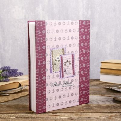 Фотоальбом на 200 фото 13х18 см "Штурвал и якоря" золот.обвод, в коробке МИКС 29,5х23х5,5см