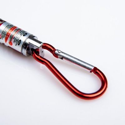 Фонарь-лазер ручной, с карабином,  2 LED, 7 х 1.5 см, микс