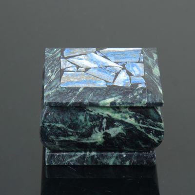 Шкатулка, 8,5х8,5х8 см, змеевик, лазурит