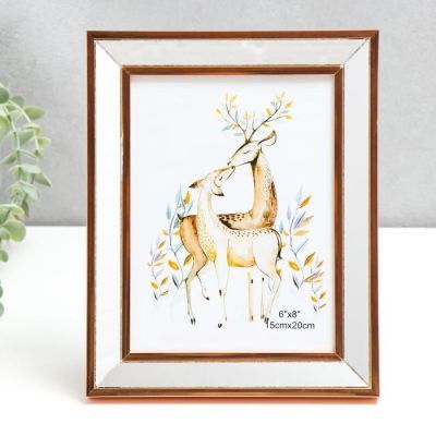 Фоторамка пластик 15х20 см "Зеркало с медной обводкой" 25х20,4 см