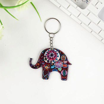 Брелок акрил "Слон в цветах" в технике дудлинг 5,4х6,4 см