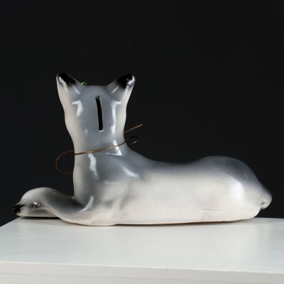 Копилка "Кошка Агнесса", глянец, серый