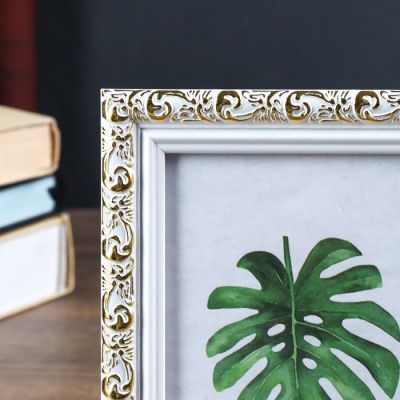 Фоторамка пластик 10х15 см "Валентайн" белая с золотым рисунком 18х13 см