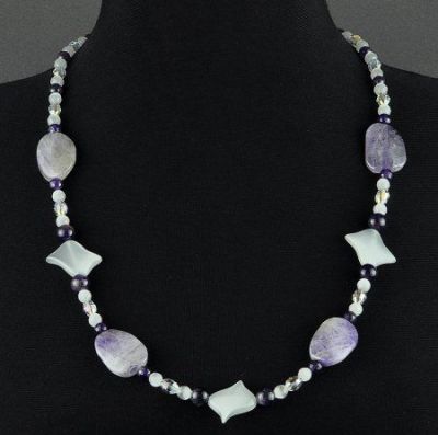 Бусы Аметист, кошачий глаз "Валения" арт.АНТ-327