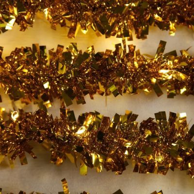 Гирлянда «Мишура» 1 м роса, IP20, золотистая нить, 22 LED, 6 слоёв, d=5 см, свечение тёплое белое, CR2032х2