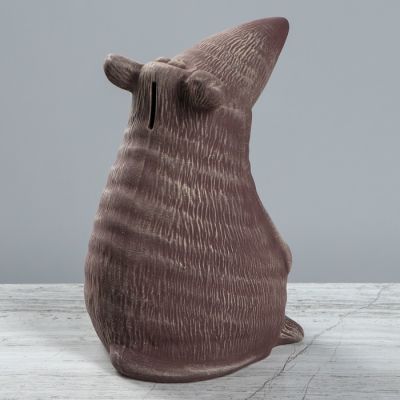 Копилка "Мышка Доцент" под камень, серый, микс