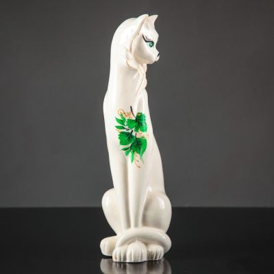 Копилка "Кошка Сиамская", глазурь, белая, 43 см