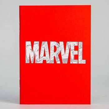 Блокнот А6 на скрепке, 32 листа в обложке софт-тач, Marvel red, Мстители