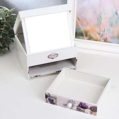 Шкатулка дерево с зеркалом "Букеты с лавандой" 11,5х17х15 см