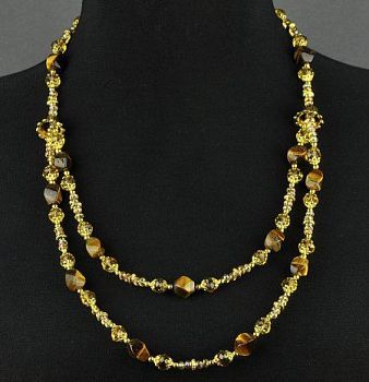 Авторские бусы Тигровый глаз, хрусталь "Cказки Прибалтики" арт.КР-181