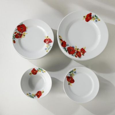Сервиз столовый «Идиллия. Маки красные», 37 предметов, 4 вида тарелок