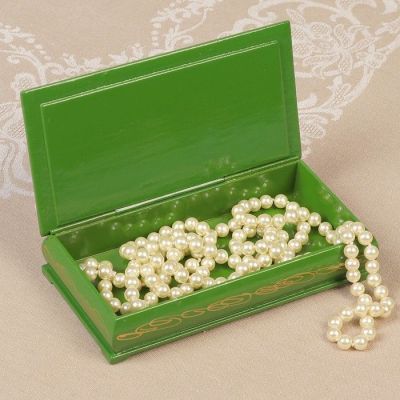 Шкатулка - купюрница «Узор из цветов», 8,5×17 см, зелёная, лаковая миниатюра